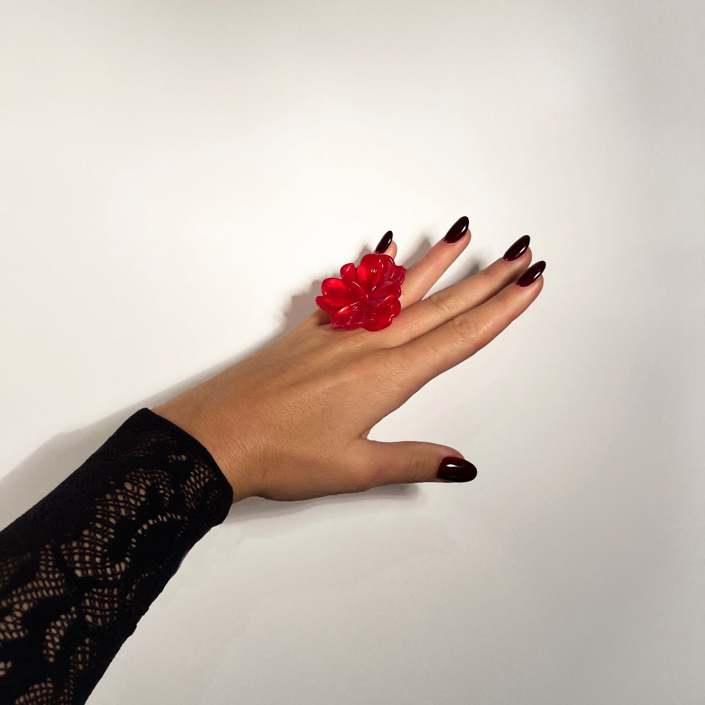 Mini Anillo Magnolia Rojo Perlado