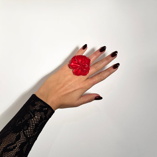 Mini Anillo Magnolia Rojo Perlado